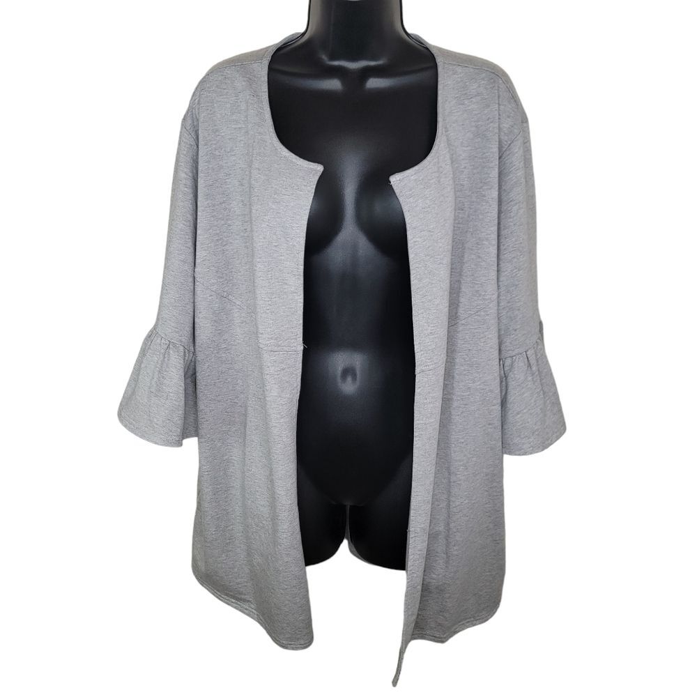 AnyBody gray Knit bell sleeve open front cardigan size XL